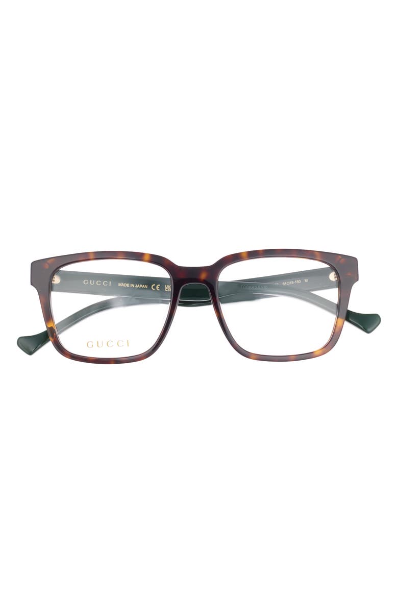 Gucci 54mm Square Optical Frame, Main, color, Havana Havana Transparent