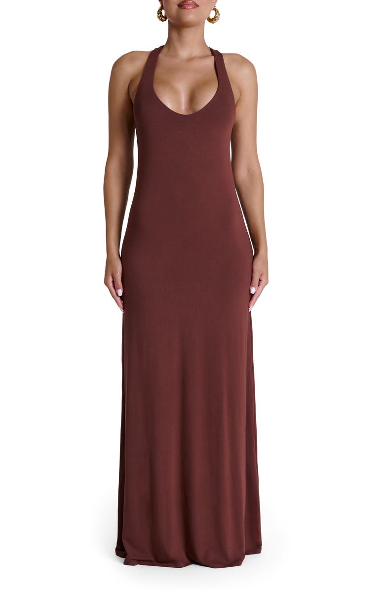 Naked Wardrobe Smooth Tank Maxi Dress, Main, color, Pecan Brown