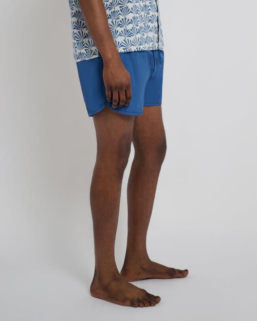 Onia Nylon Crinkle 4" Scallop Swim Trunk In Pool Blue