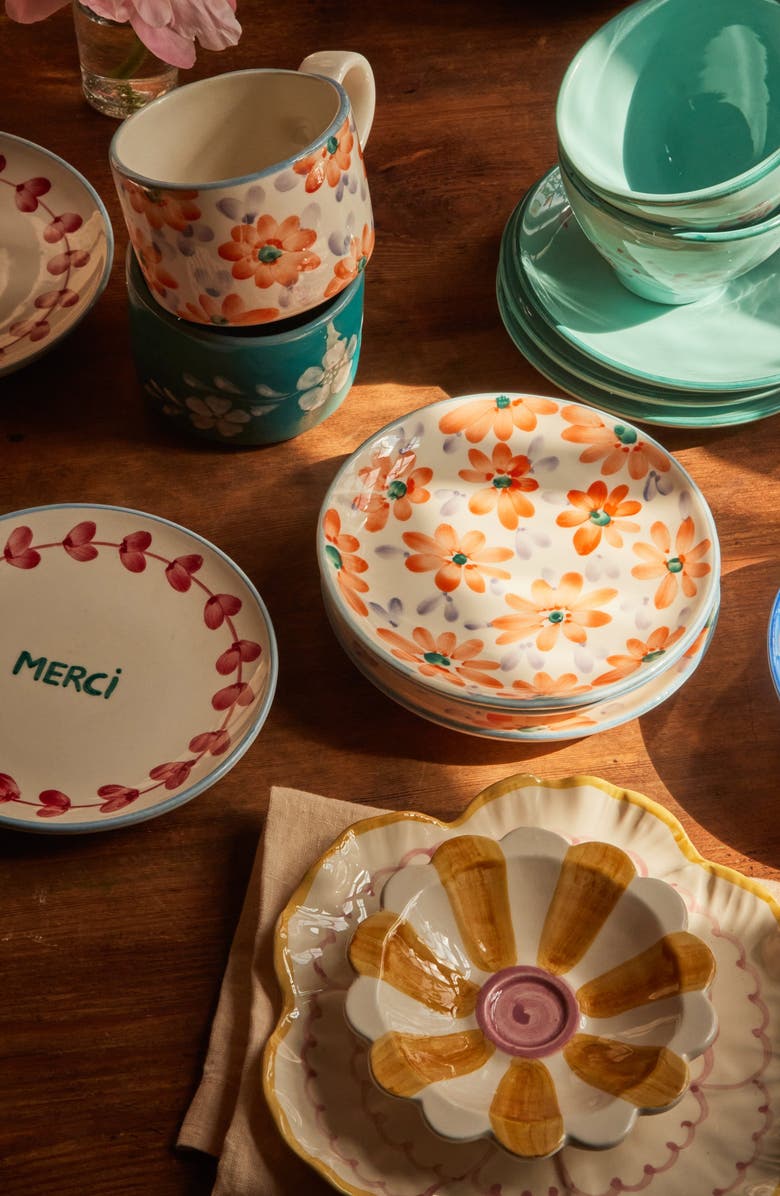 Rice by Rice Set of 4 Hand-Painted Ceramic Cake Plates, Alternate, color, Multi