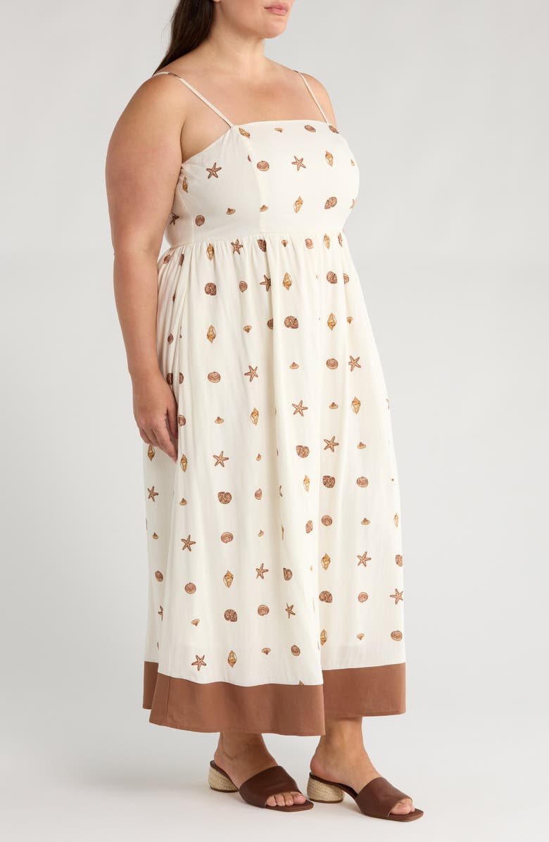 SUGARLIPS Cerise Shells Fit & Flare Sundress, Alternate, color, Ivory/ Brown