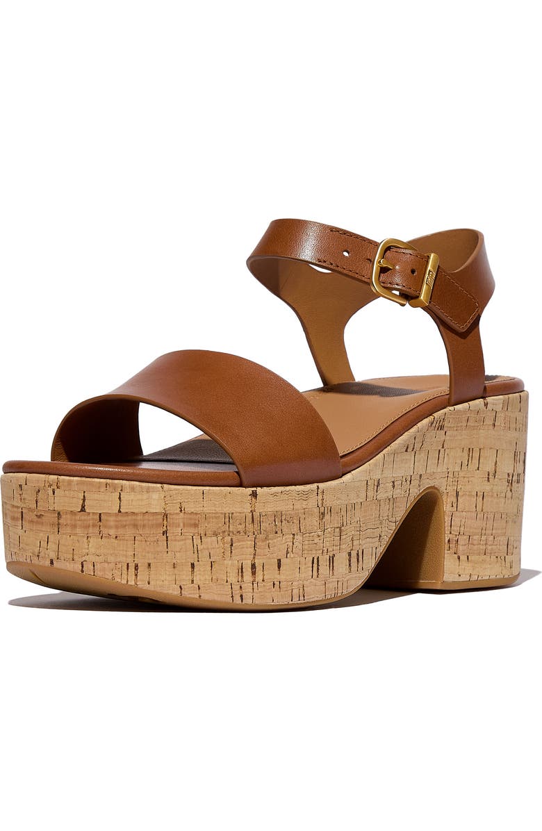 FitFlop PlatFForms Ankle Strap Platform Wedge Sandal, Alternate, color, Deep Tan