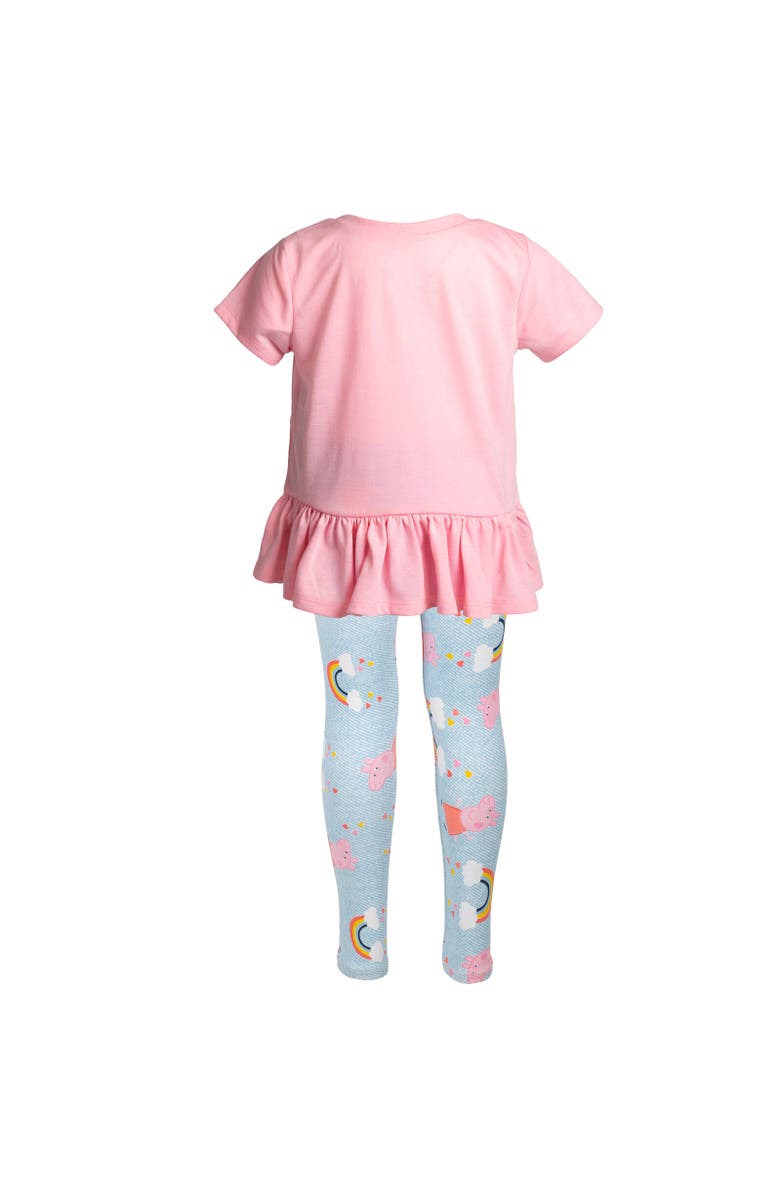 Peppa Pig T-Shirt & Leggings Set, Alternate, color, Peplum Rainbows