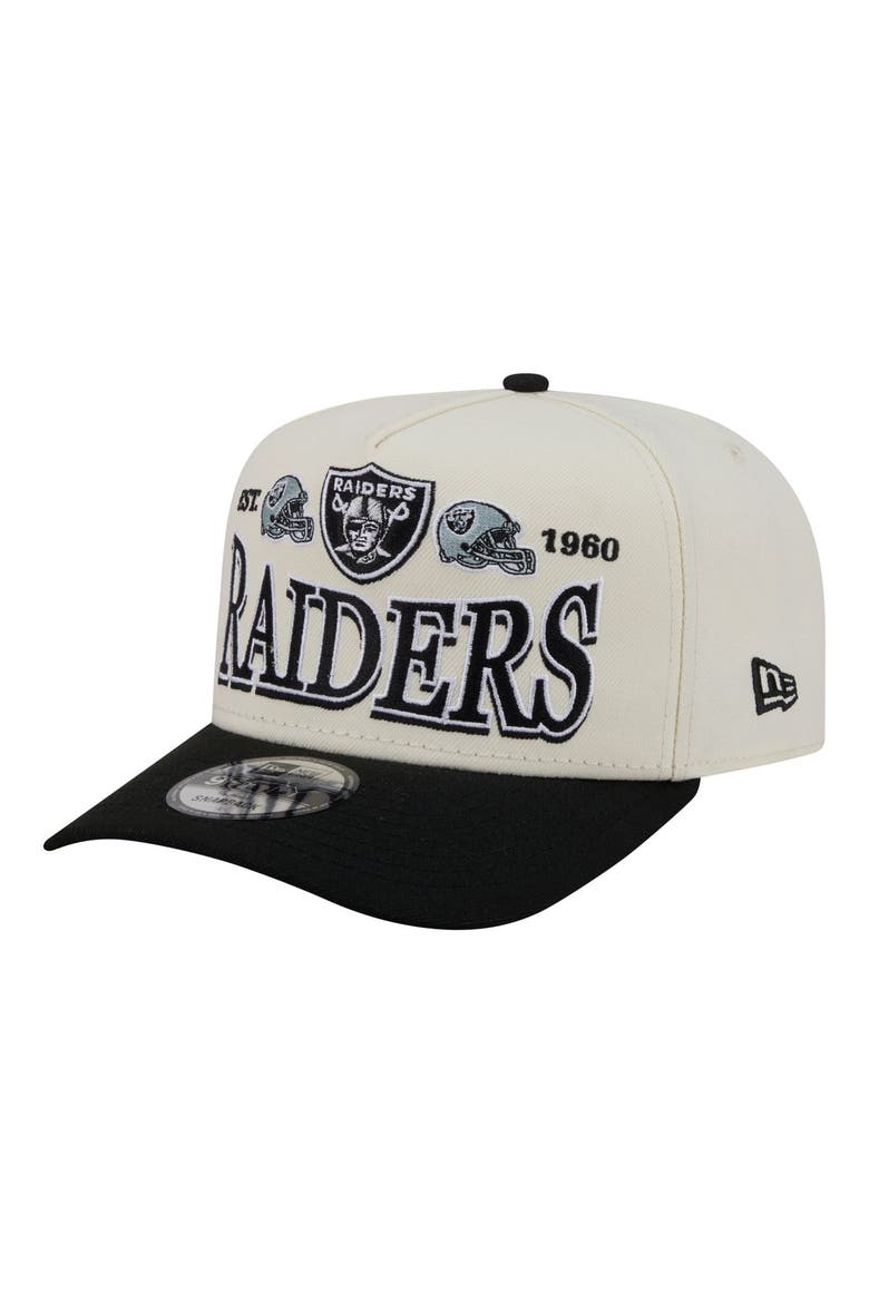 Men's New Era  Cream/Black Las Vegas Raiders A-Frame 9FIFTY Snapback Hat, Alternate, color, Cream