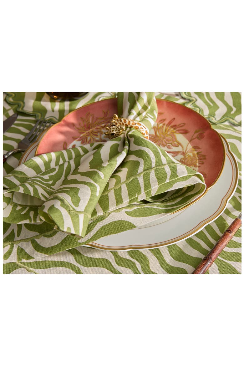 Regine Set of 4 Linen Zebra Stripe Linen Napkins, Alternate, color, GRASS