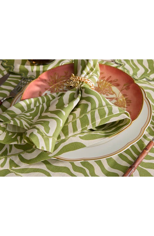 Matouk Regine Zebra Stripe Linen Tablecloth In Green