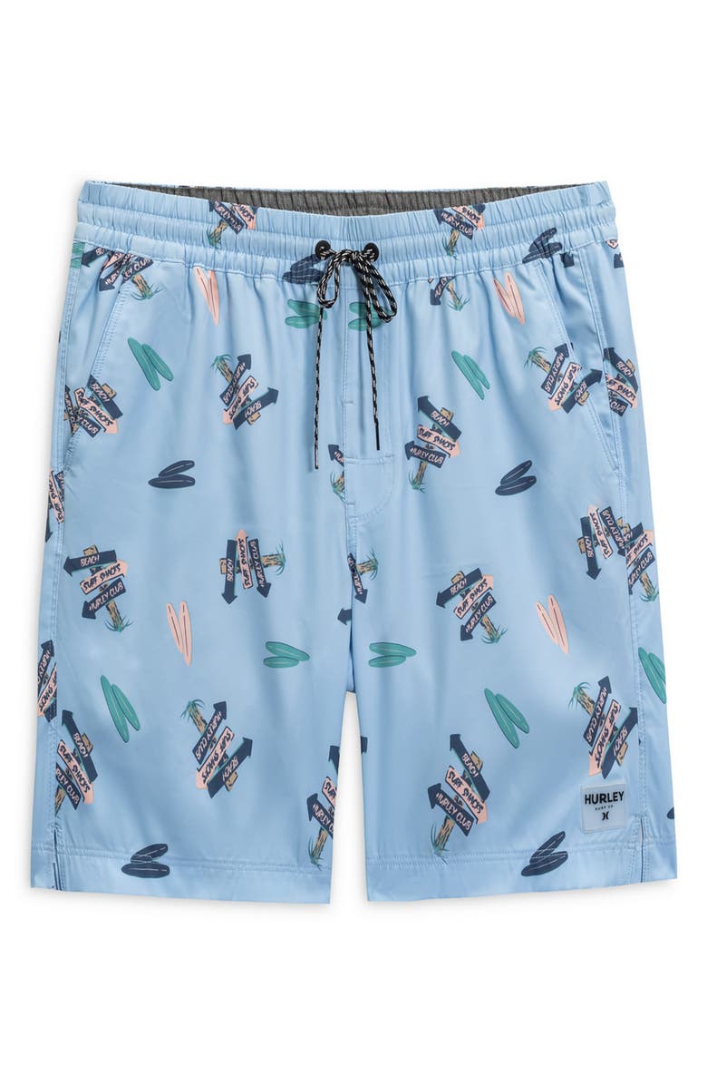 Hurley Roadsign Volley Swim Trunks, Main, color, Mystic Blue