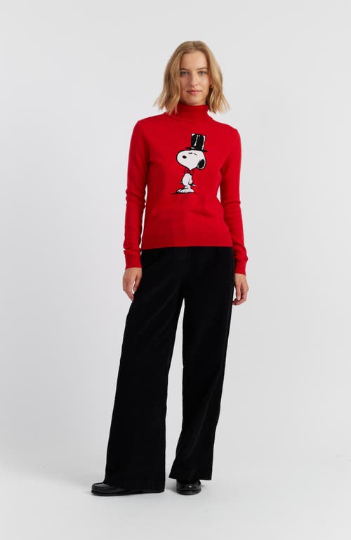 Chinti & Parker Wool-cashmere Top Hat Snoopy Sweater In Red