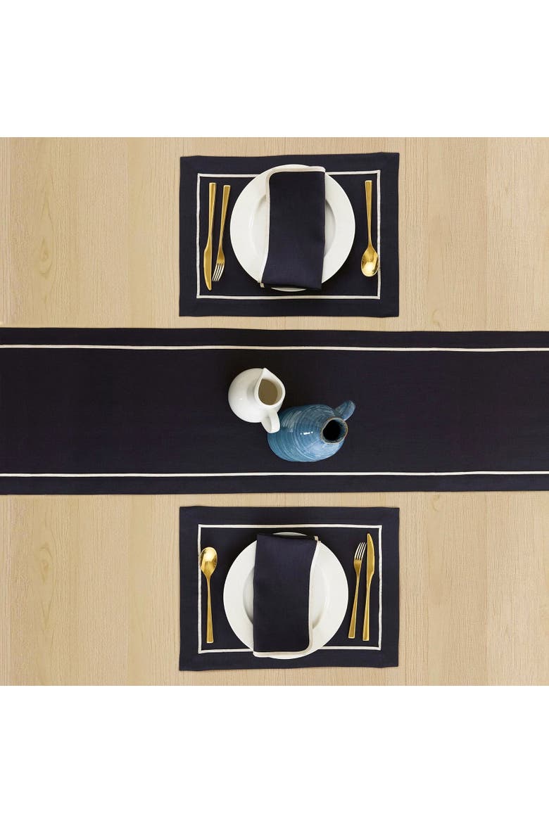 Linen Placemats Set of 4, 14 x 19" - Kensington, Alternate, color, Navy