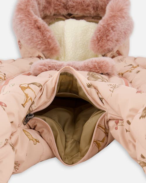 Deux Par Deux Baby Girl One-piece Layette Snowsuit Designed For Car Seat Animal In Multi