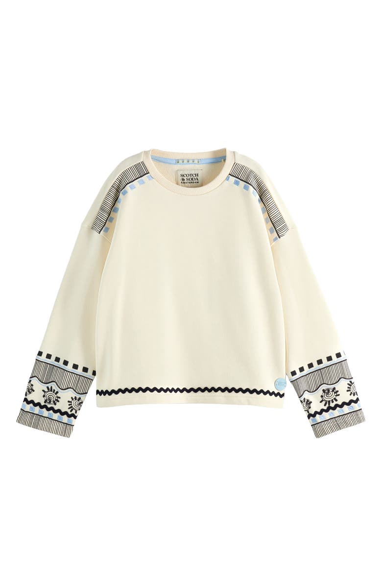 Scotch & Soda Kids' Embroidered Graphic Sweatshirt, Main, color, Soft Ice