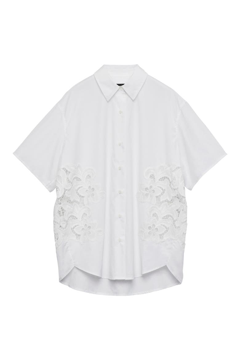 Amy Lace Short Sleeve Button-Up Shirt, Alternate, color, WHITE LACE