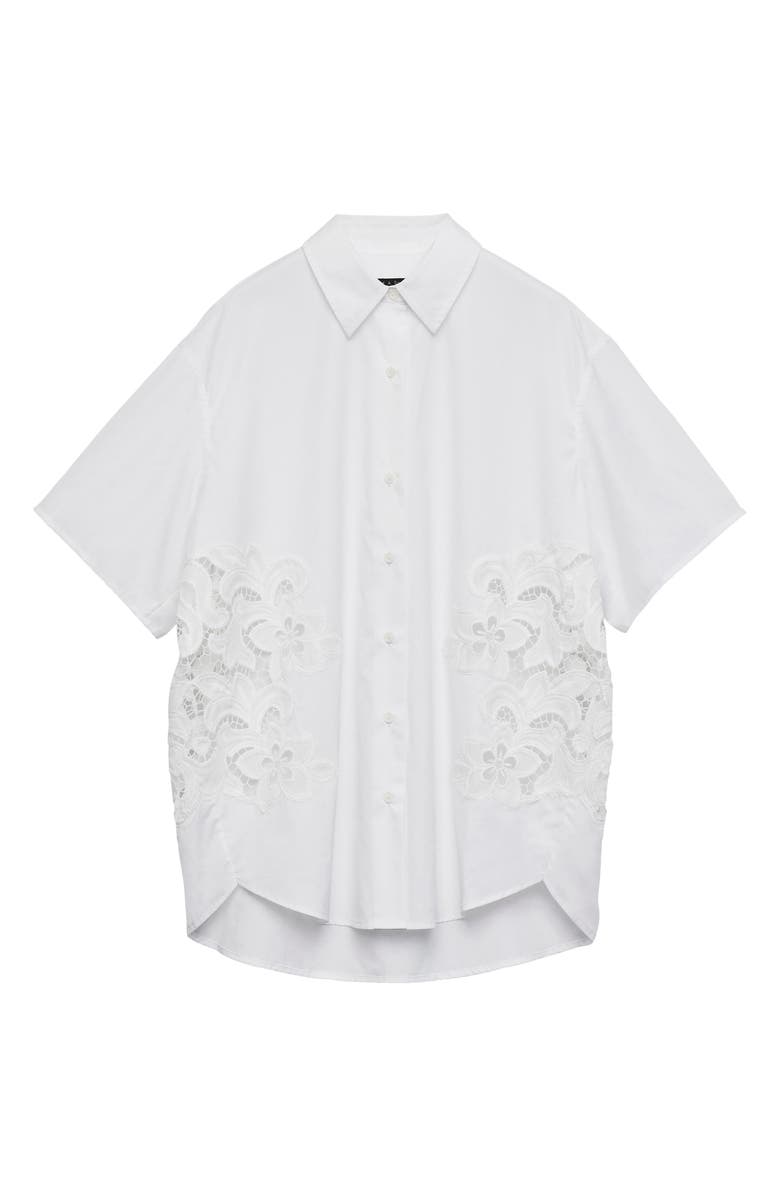 rag & bone Amy Lace Short Sleeve Button-Up Shirt, Alternate, color, White Lace