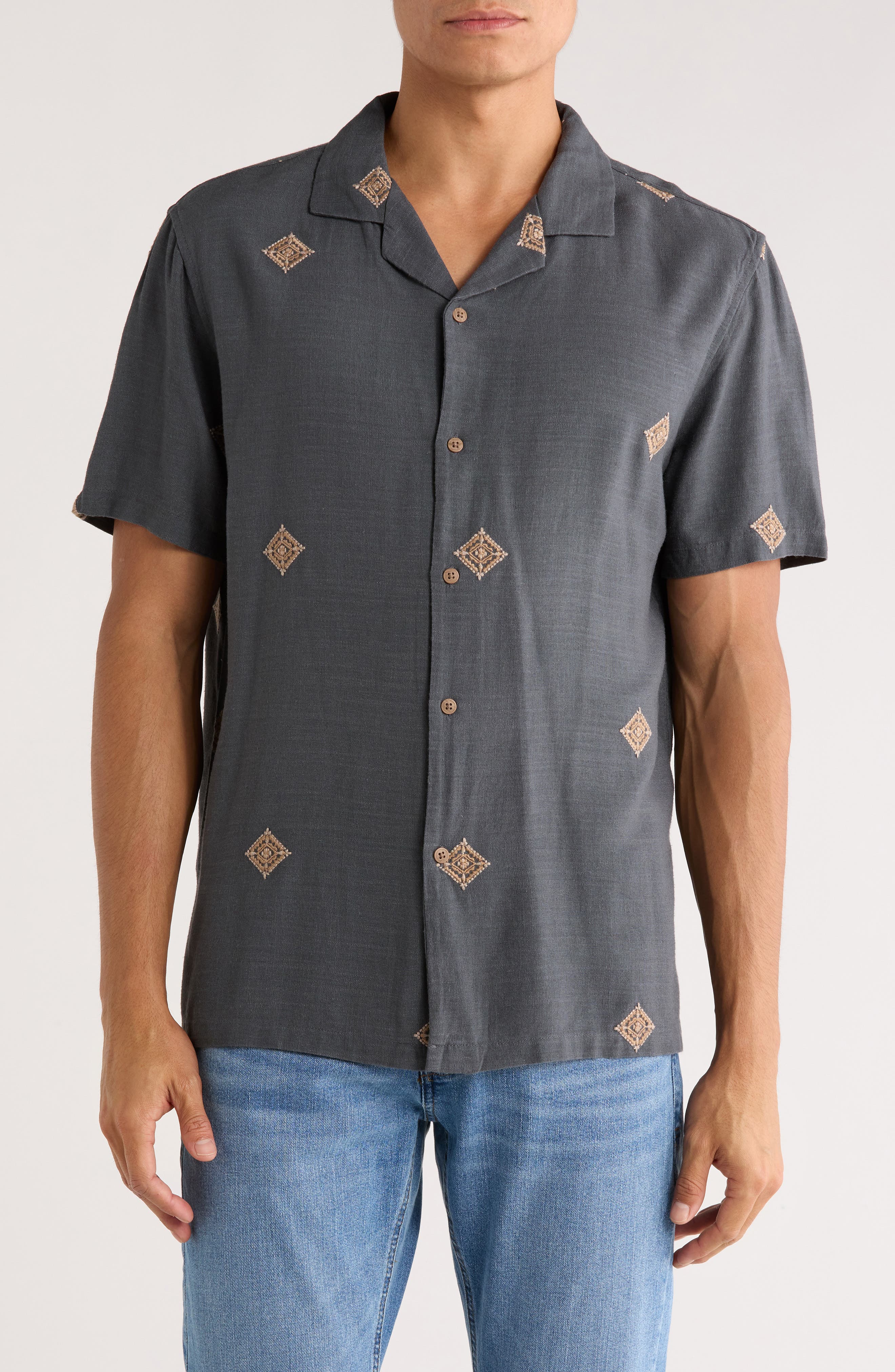 INDUSTRY REPUBLIC CLOTHING Embroidered Camp Shirt