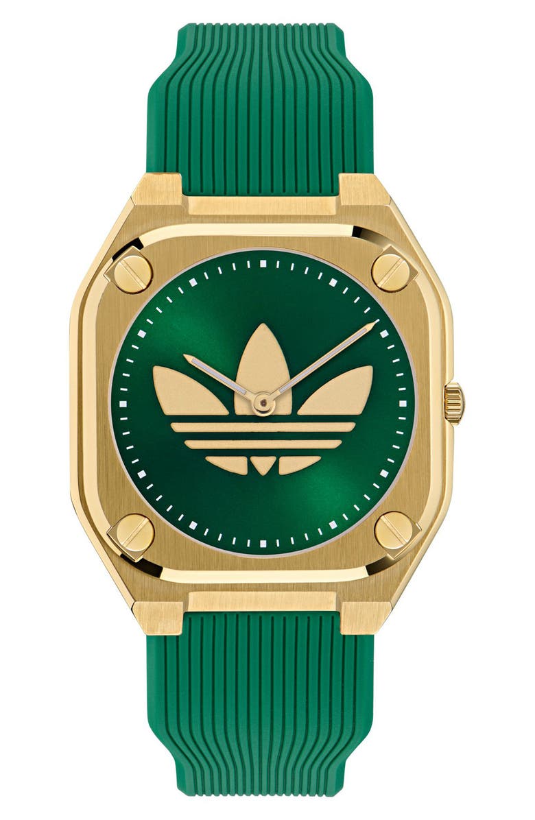 adidas City Tech Green Thin Silicone Strap Watch, 39mm, Main, color,