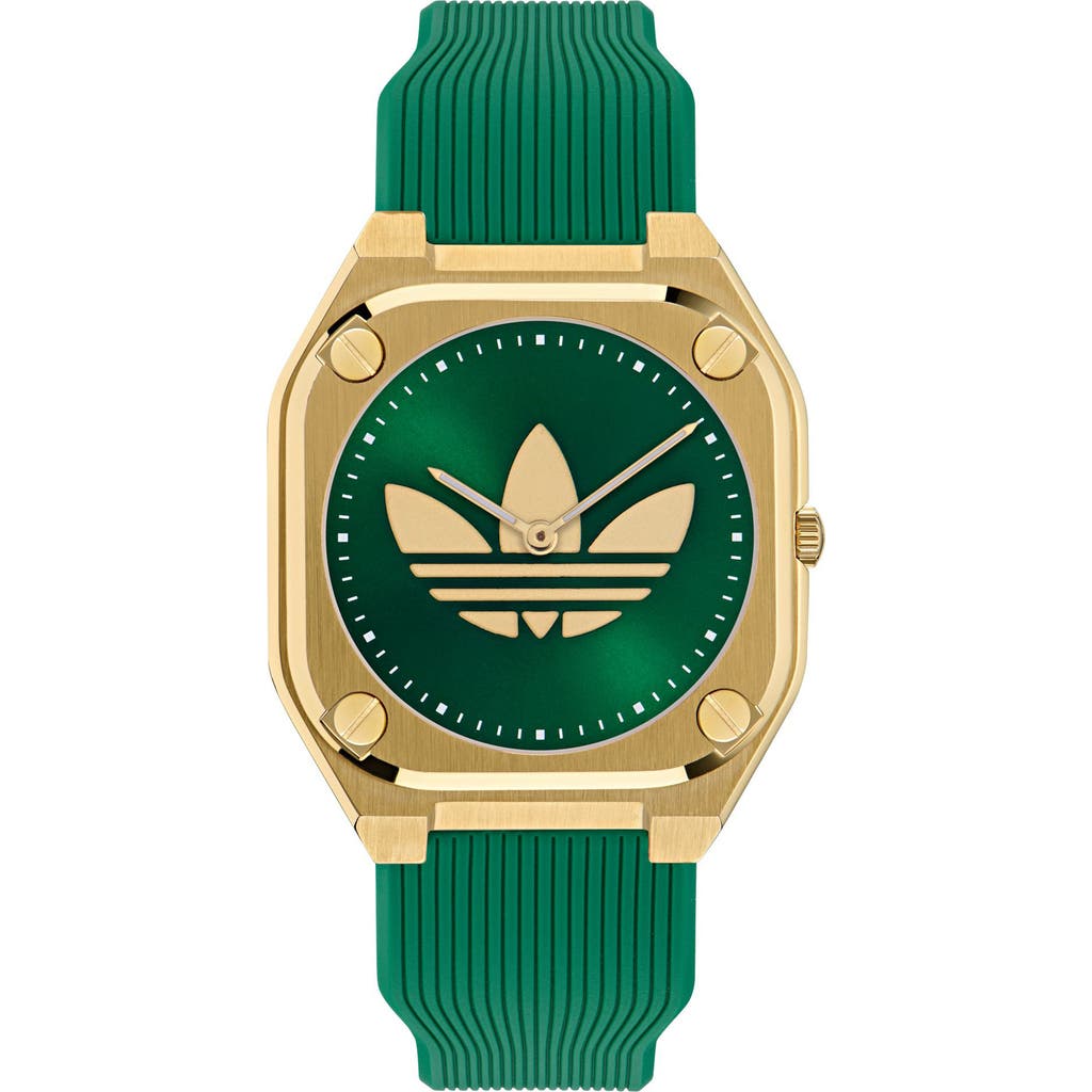 Adidas Originals Adidas City Tech Green Thin Silicone Strap Watch, 39mm In Green