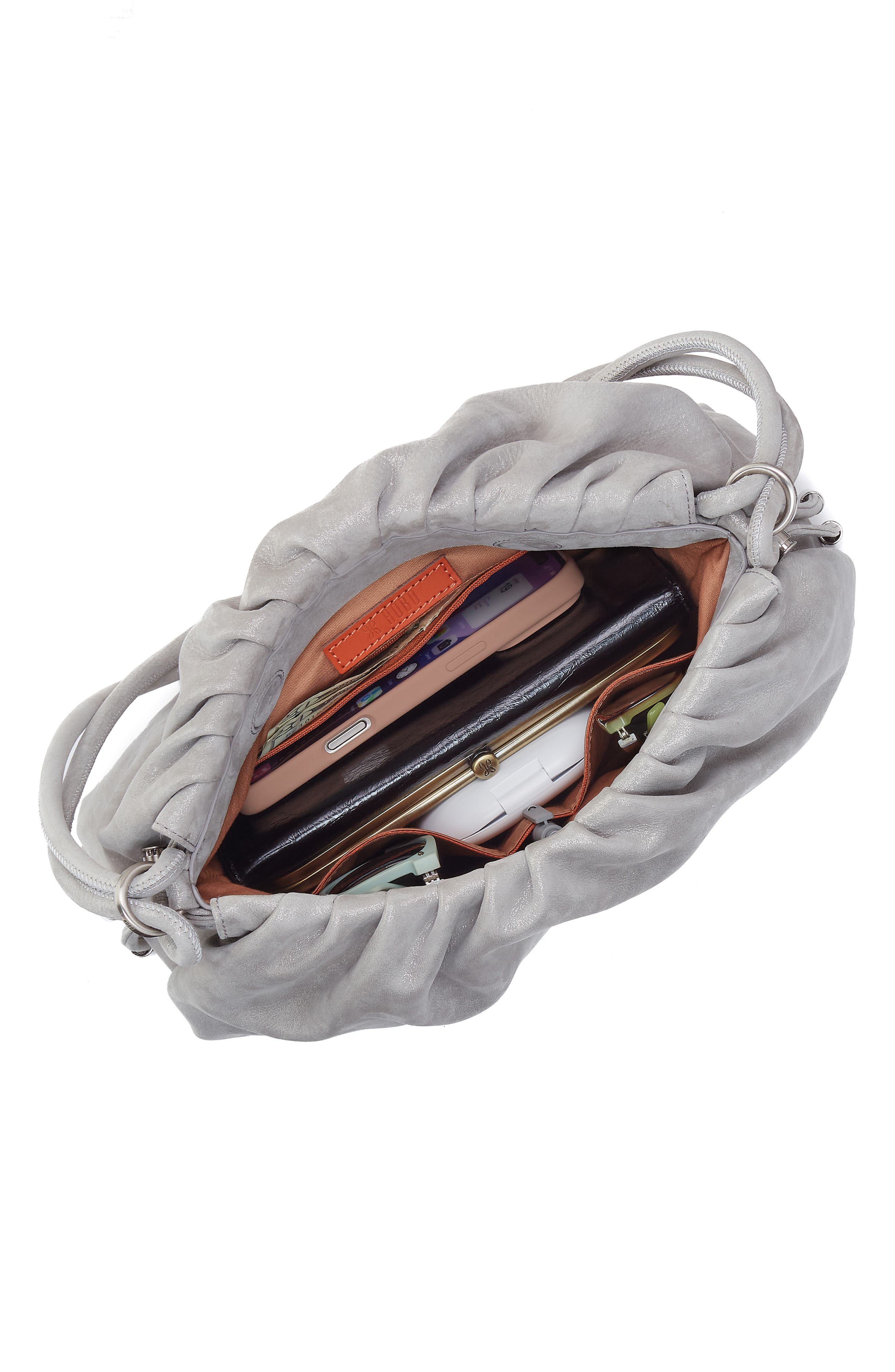 Isabelle Leather Shoulder Bag, Alternate, color, SMOKE SHIMMER