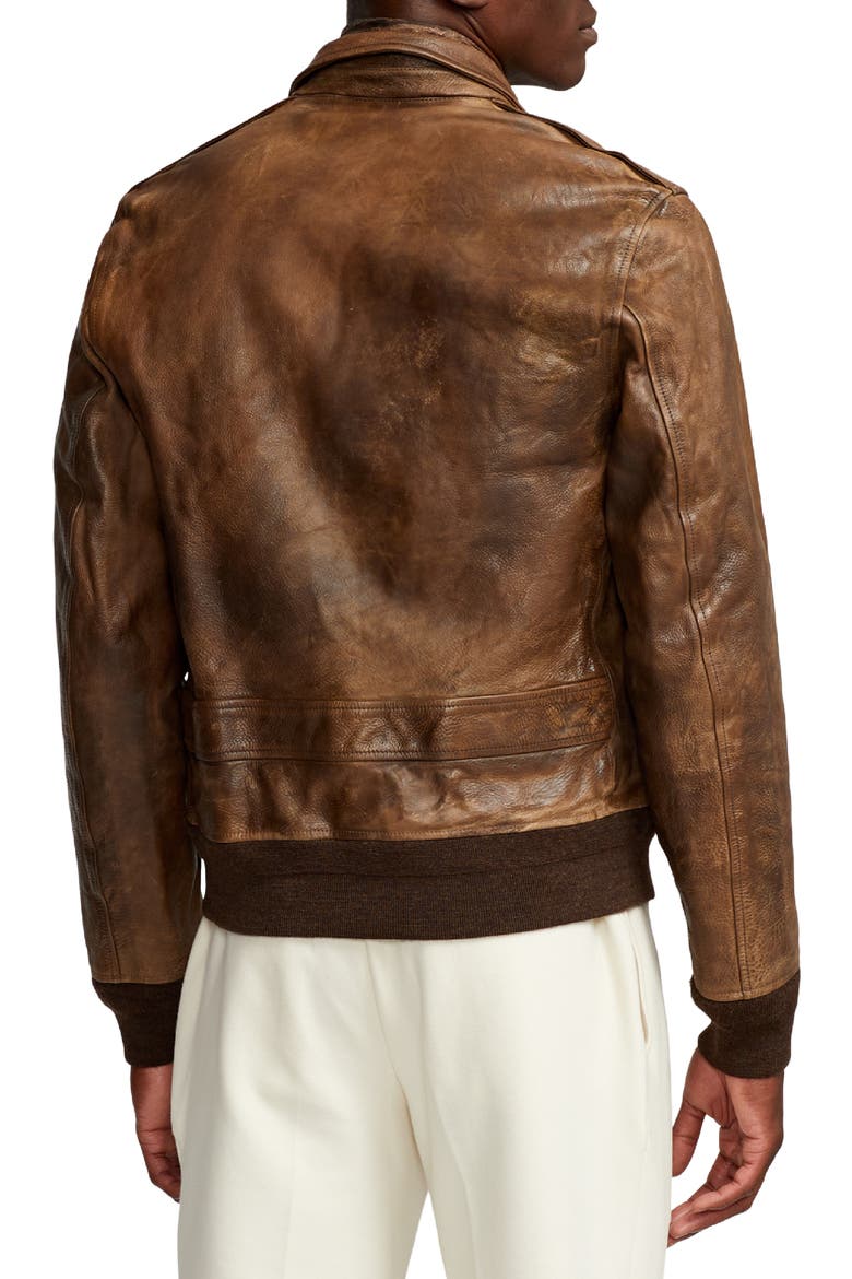 Ridley Leather Bomber Jacket, Alternate, color, VINTAGE BROWN