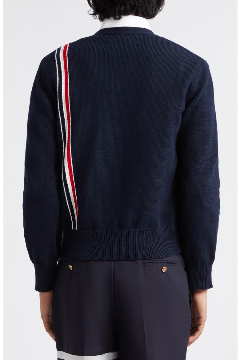 Stripe Cotton Cardigan, Alternate, color, NAVY