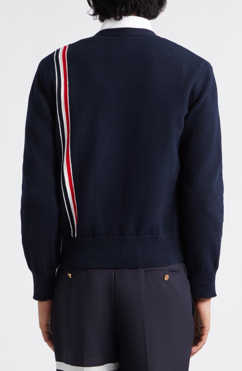 Thom Browne Stripe Cotton Cardigan, Alternate, color, 