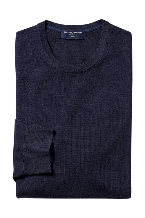 Charles Tyrwhitt Pure Merino Crew Neck Sweater In Navy
