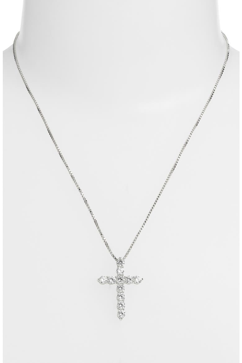 The Bella Pavé Cross Pendant, Alternate, color, SILVER