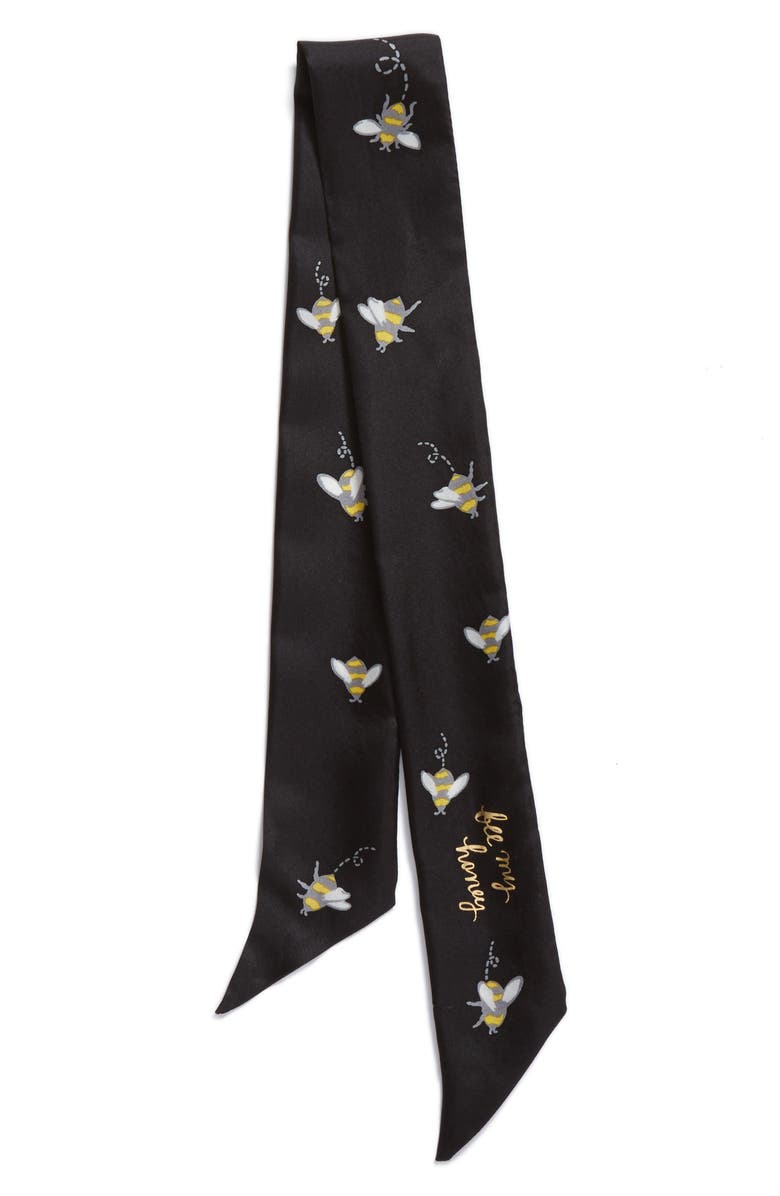 Kate Spade New York abuzz skinny silk scarf, Alternate, color, 