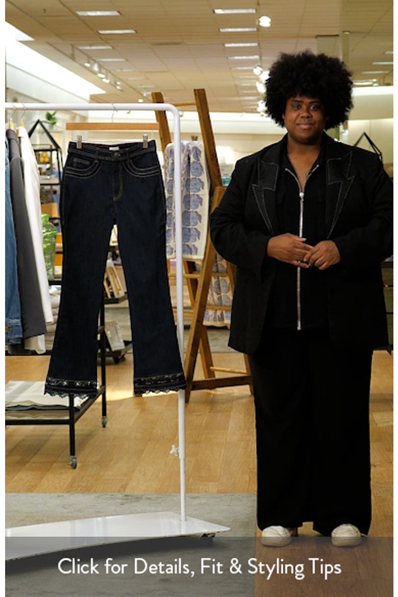 Guipure Lace Trim Cropped Flare Leg Jeans video