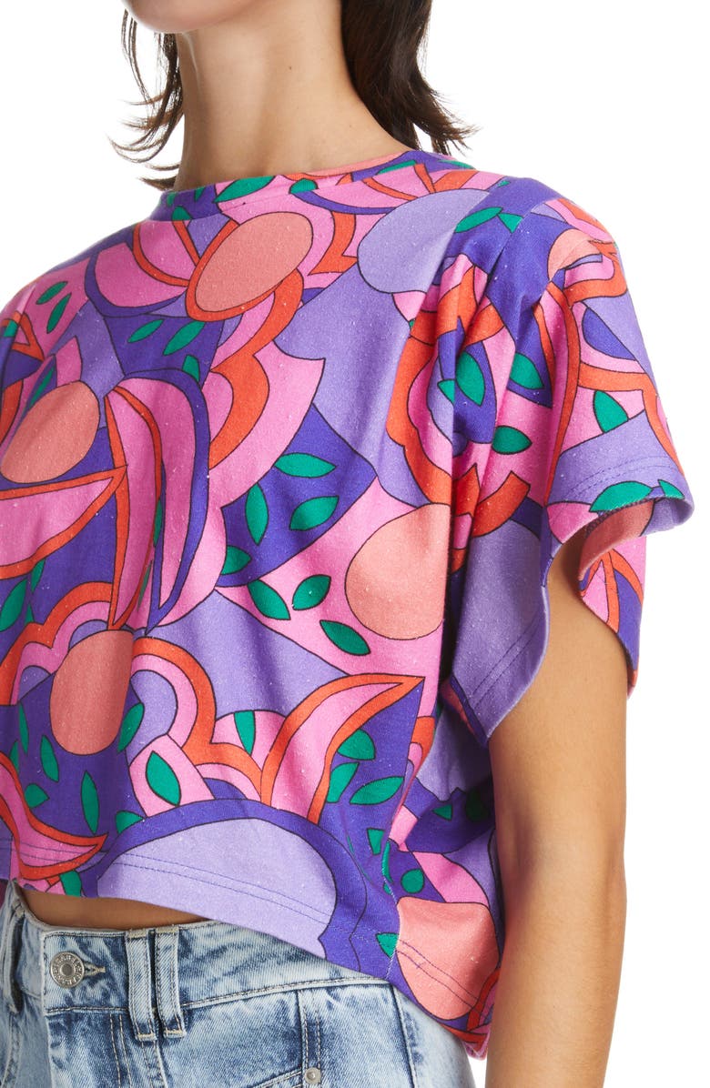 Isabel Marant Zinalia Abstract Print Cotton Crop Top, Alternate, color, 