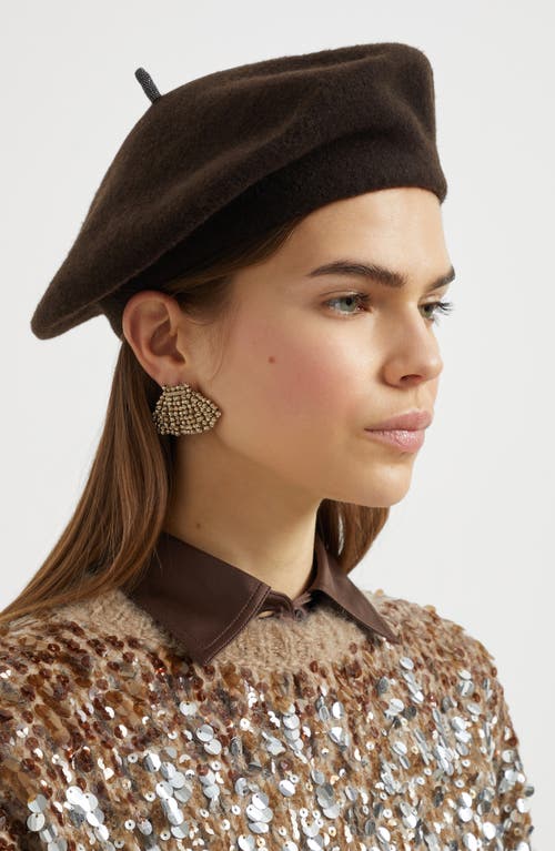 Brunello Cucinelli Wool Beret In Brown