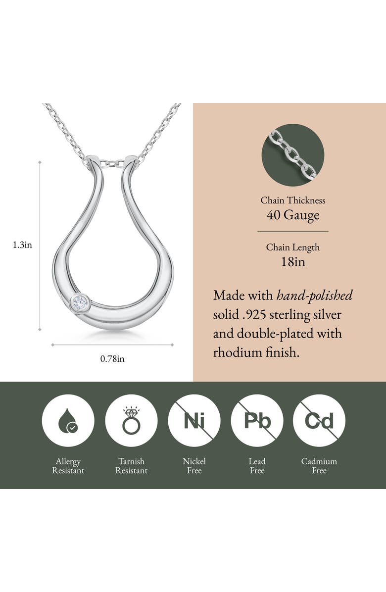 Emily C Bezel Ring Holder Necklace, Sterling Silver Wedding Ring Keeper, Necklace Jewelry, Gender Inclusive, Alternate, color, Silver