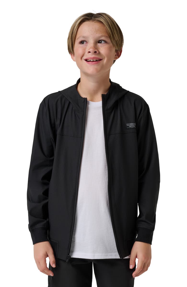 TravisMathew Kids' Y Wanderlust Hooded Zip-Up Golf Jacket, Alternate, color, Black
