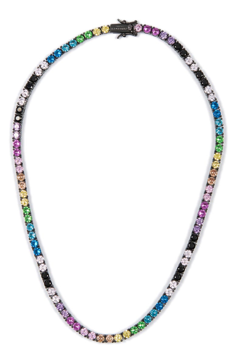 Kurt Geiger London Crystal Tennis Necklace, Main, color, Green Multi