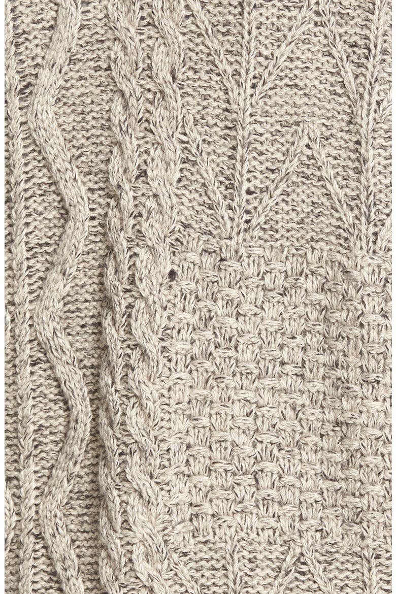 Marled Panel Stitch Open Front Cardigan, Alternate, color, MARLED FLAX