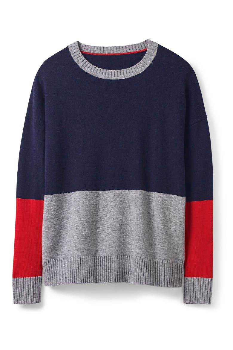 Relaxed Colorblock Wool Cashmere Blend Sweater, Alternate, color, NAVY COLOURBLOCK