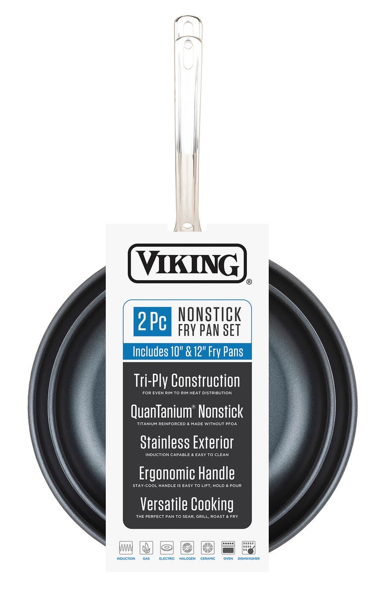 Viking Set of 2 3-Ply Nonstick Stainless Steel Fry Pans, Alternate, color, Stainless Steel