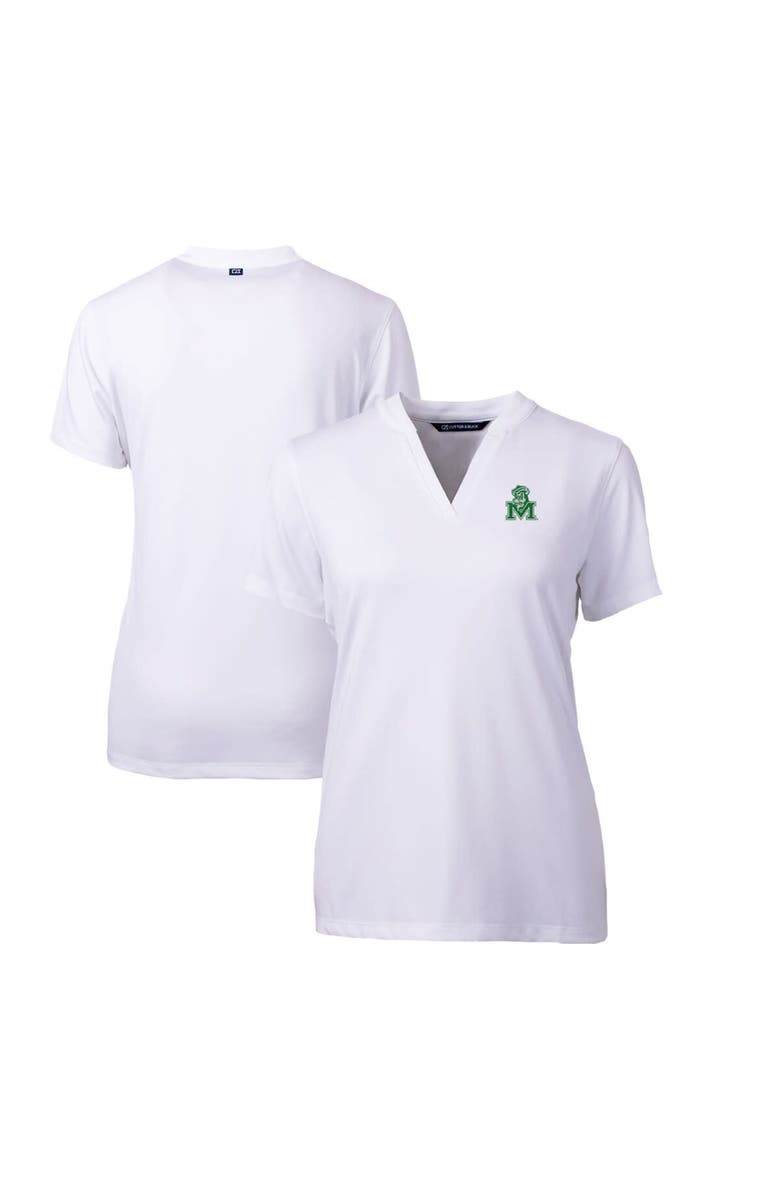 Cutter & Buck Women's Cutter & Buck White Marshall Thundering Herd Forge Stretch Blade V-Neck Top, Main, color, 