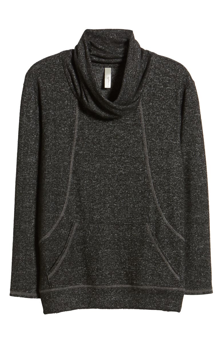 Loveappella Cross Neck Seamed Pullover, Alternate, color, Marble Black