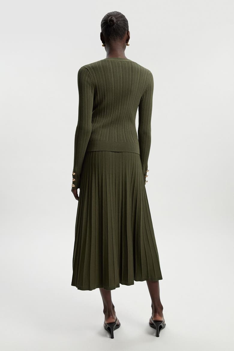 Textured Knit Full Midi Skirt, Alternate, color, Olive
