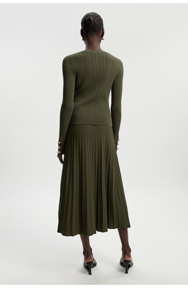 Karen Millen Textured Knit Full Midi Skirt, Alternate, color, Olive