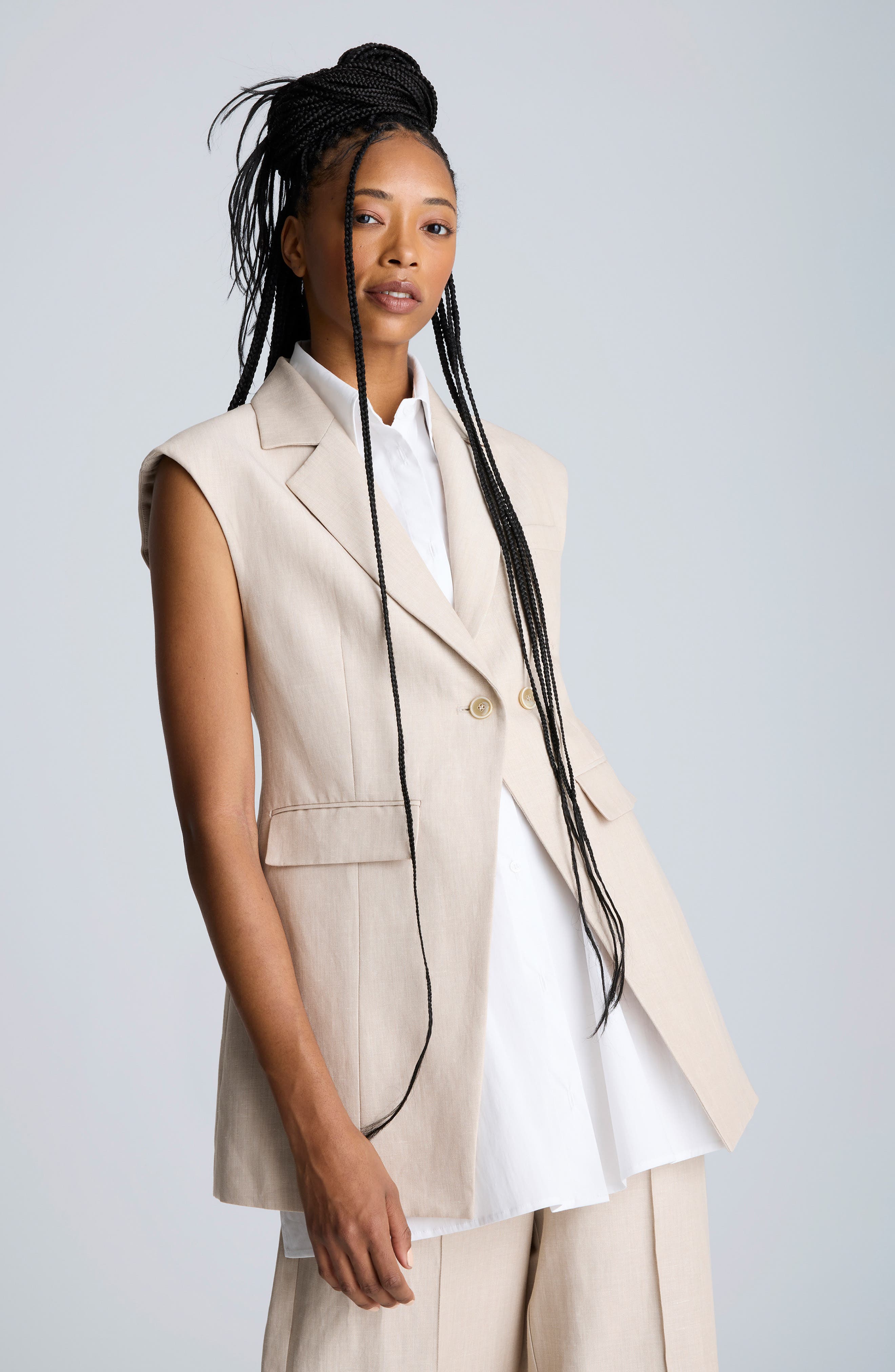 FINE】tencel front layered vest FINE】tencel front layered vest