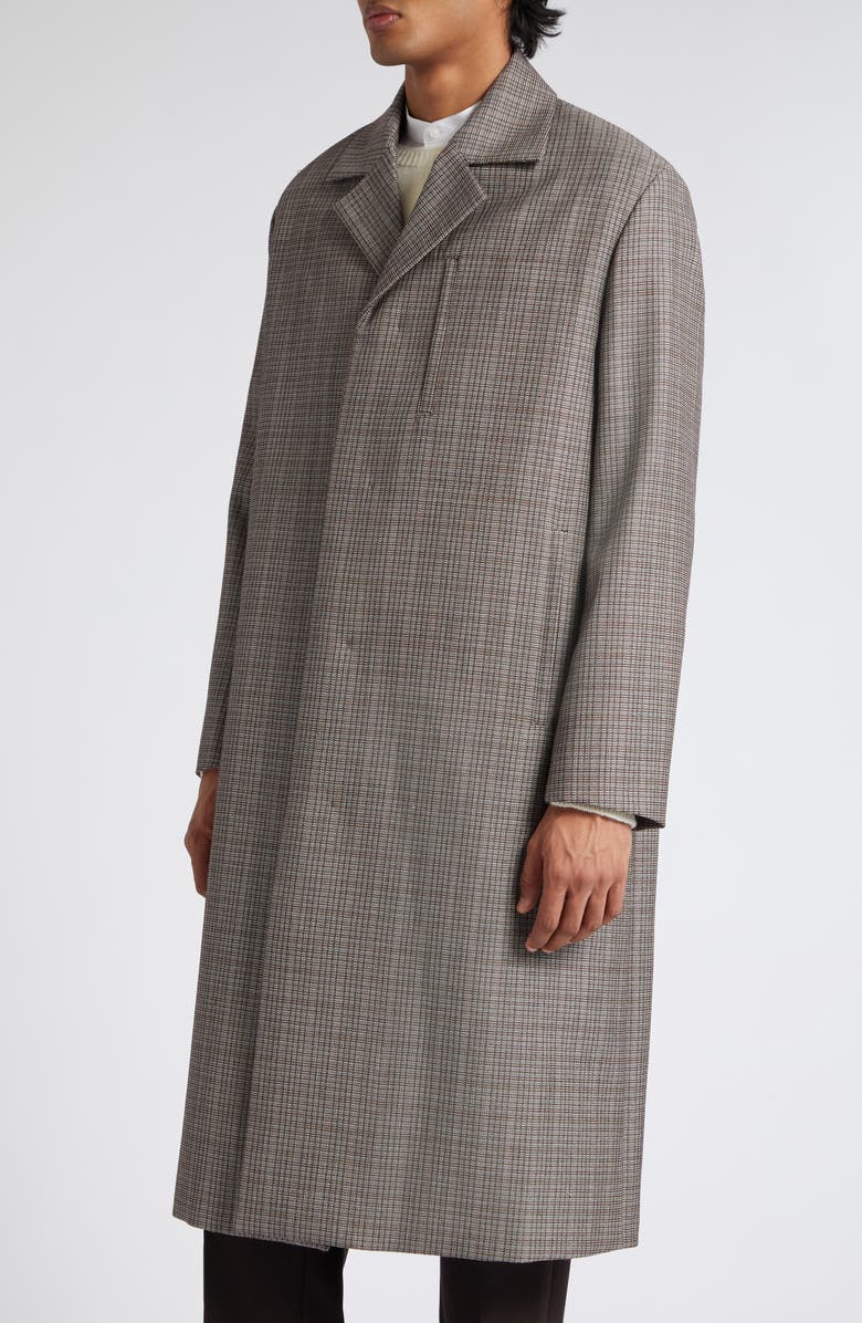 Jil Sander Microplaid Virgin Wool Topcoat, Alternate, color, 
