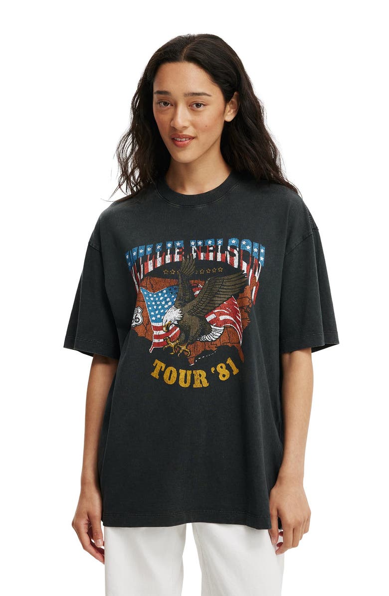 Cotton On The Lcn Music Boxy Graphic Tee, Main, color, Willie Nelson 81  Tour