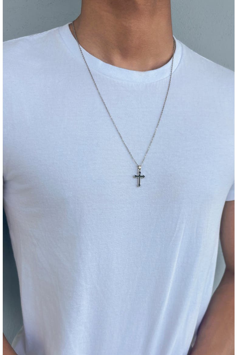 Men's Cross Pendant Necklace, Alternate, color, SILVER