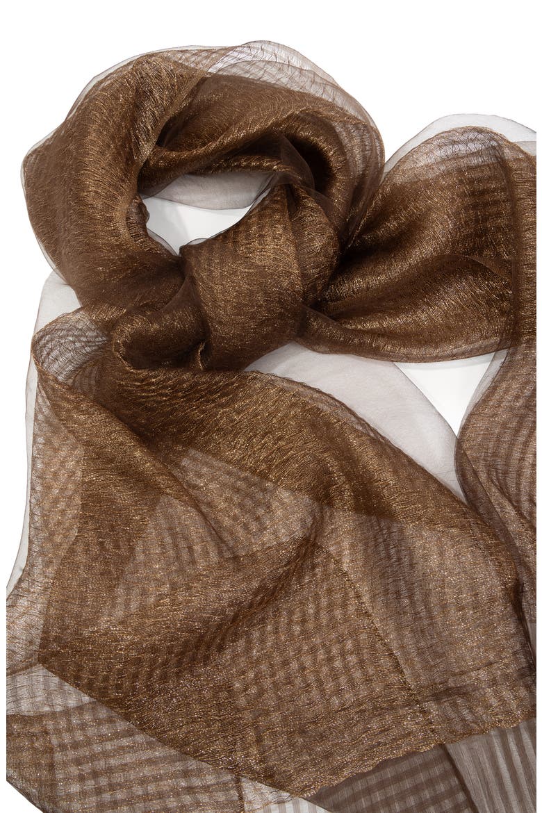 Silk Shimmering Scarf, Alternate, color, BROWN