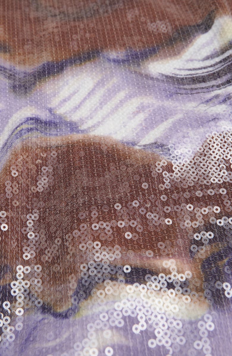 HALSTON Ushi Sequin Embellished One-Shoulder Chiffon Gown, Alternate, color, Earth Strata