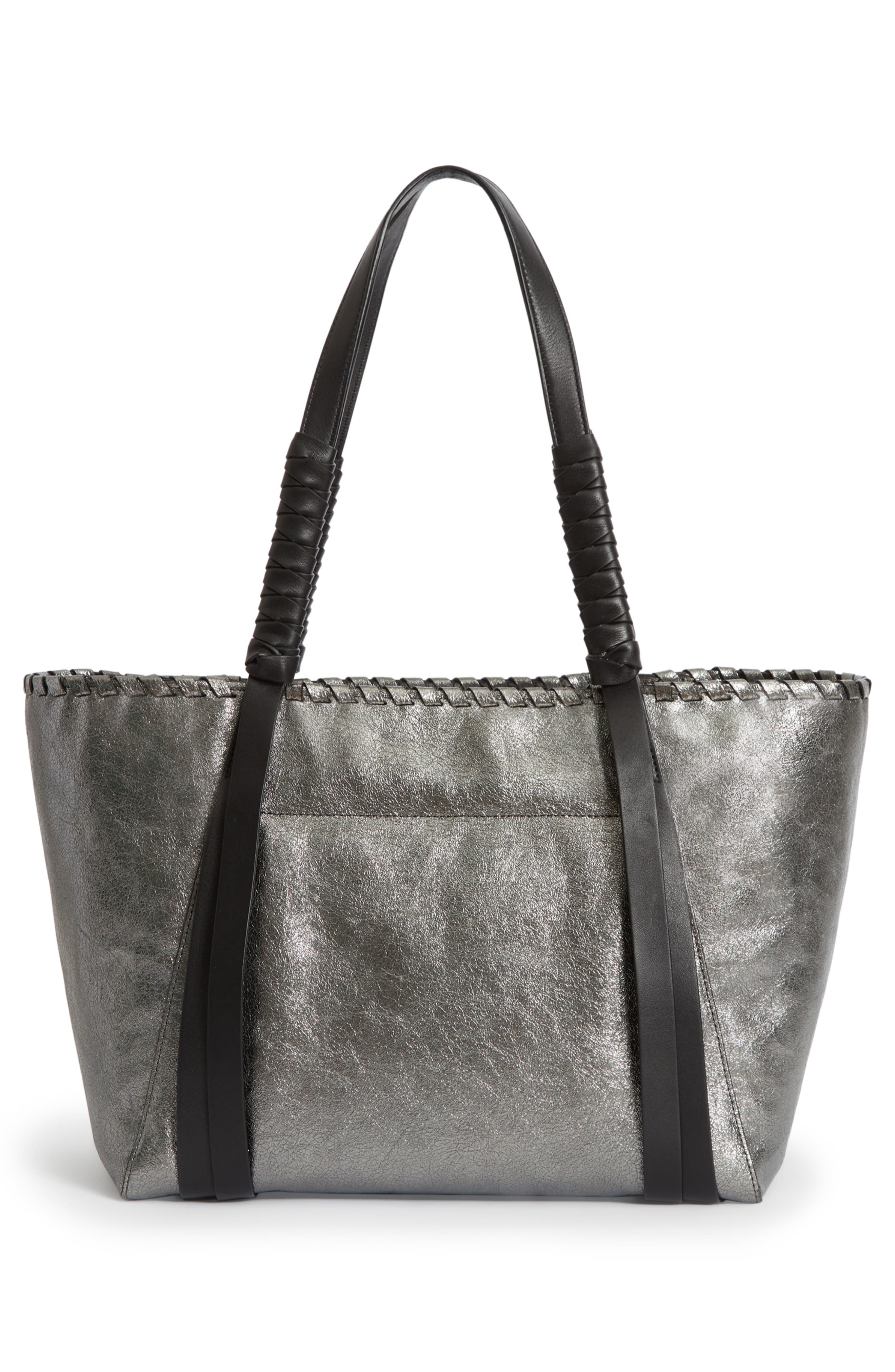 AllSaints Miki East/West Leather Tote, Alternate, color, Soft Gold