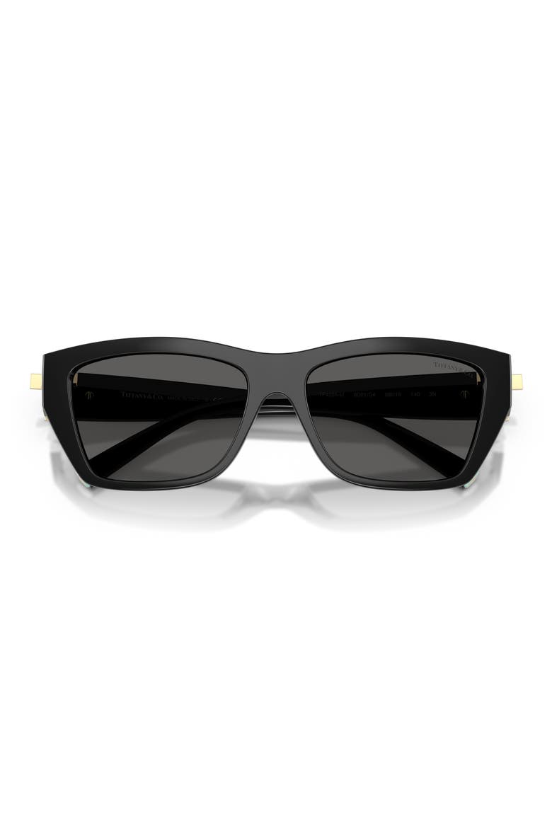 56mm Rectangular Sunglasses, Alternate, color, BLACK / DARK GREY