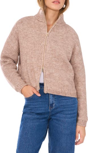 1.STATE Fuzzy Zip Front Knit Jacket | Nordstromrack
