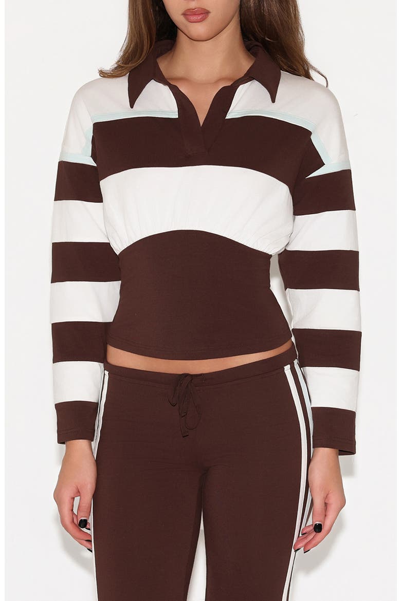 Collins Striped Rugby Top, Main, color, BROWN STRIPE